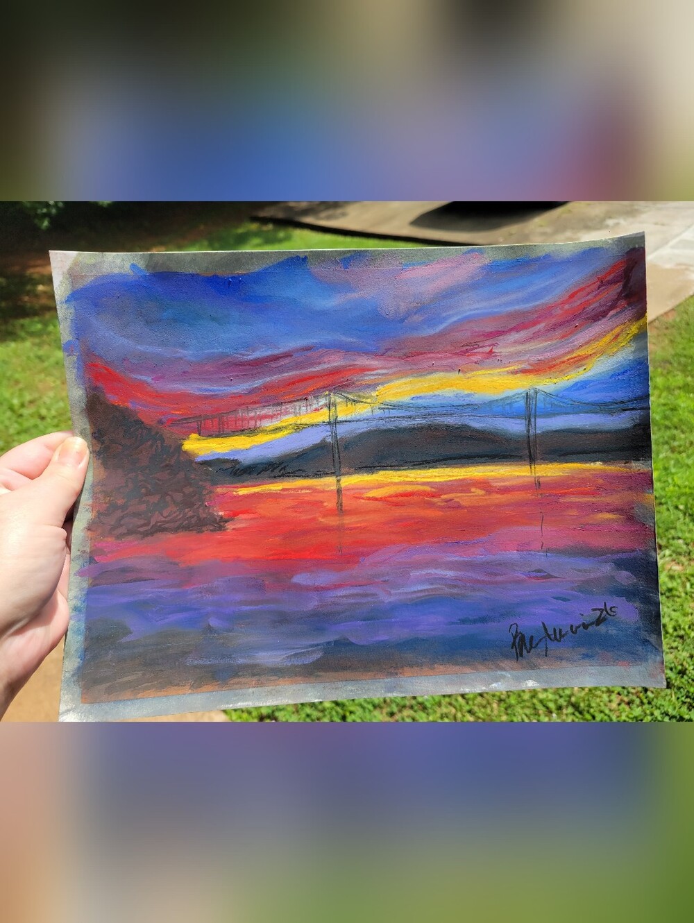 "Sunset over the Ohio"
Original Unframed Artwork
Soft Pastel on Pastel Paper - Picture 3 of 4